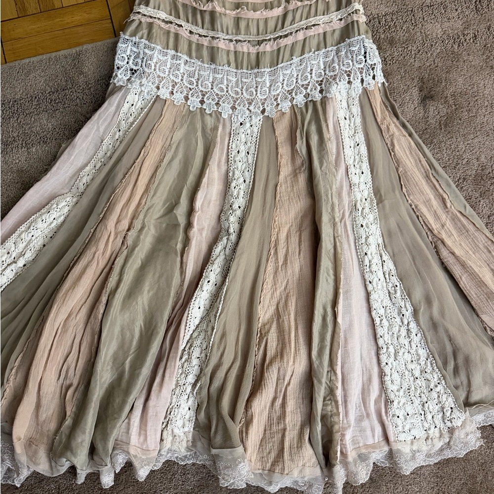 Miss Me A-Line Maxi Skirt in Blush, Taupe & Cream